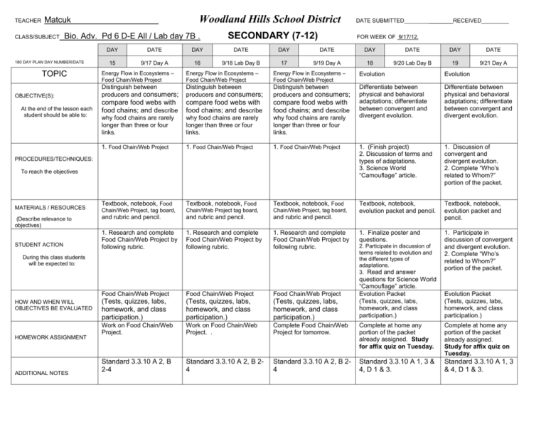 TEACHER Mr Woodland Hills School District