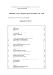 Prohibition On Money Laundering Law, 5760-2000