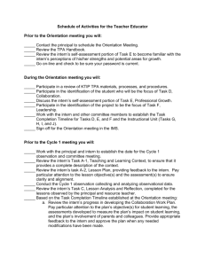A Schedule of Activities for the Teacher Educator