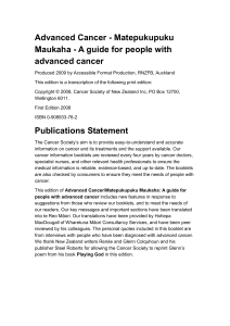 Advanced Cancer - Cancer Society of New Zealand