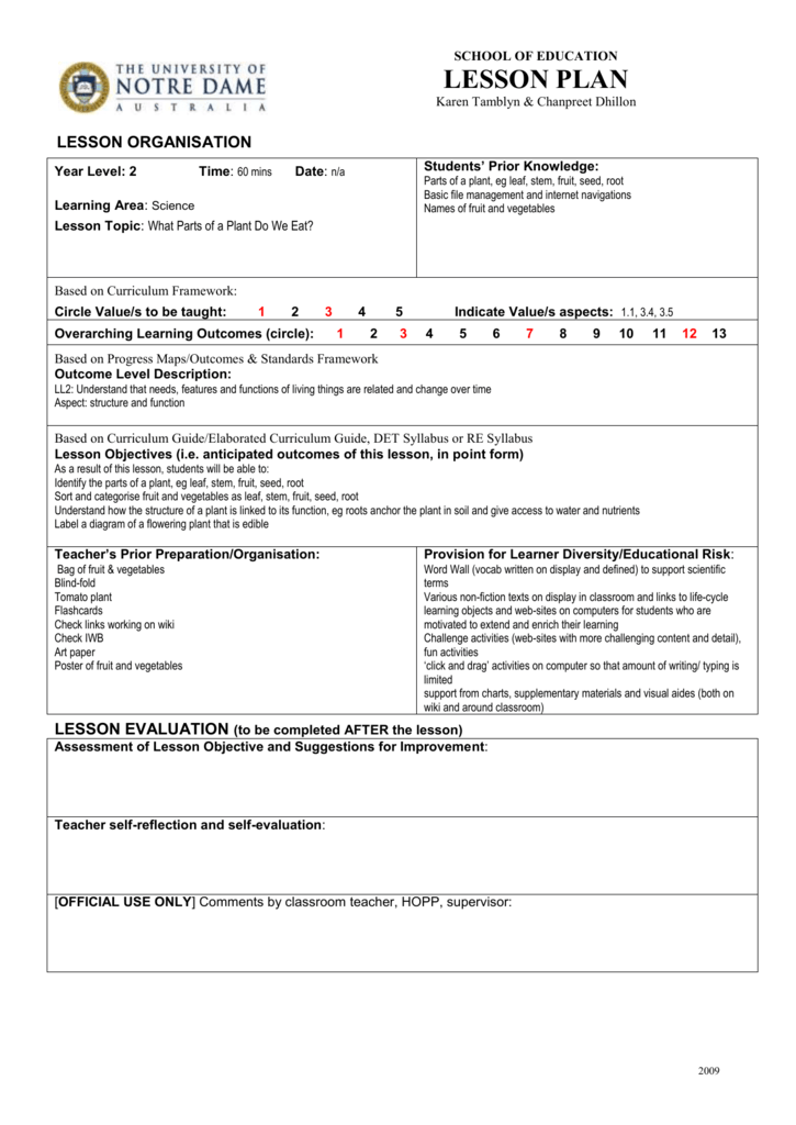 Activity 3 Parts Of A Plant Lesson Plan