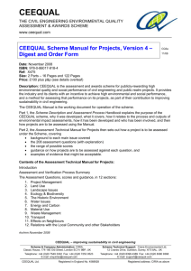 CEEQUAL Scheme Manual for Projects V4 Order Form