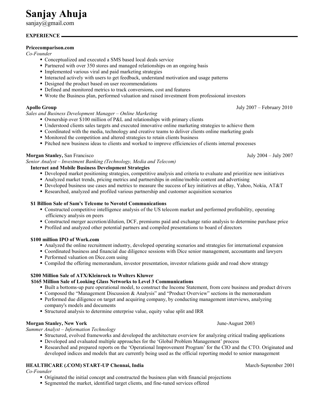 View Sample Resume