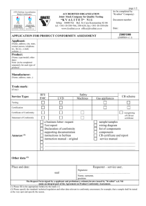 Application for EMC, LVD and MD certificates