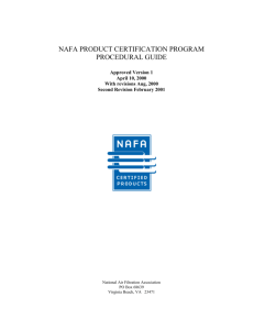 Certified Product Procedural Guide - National Air Filtration Association