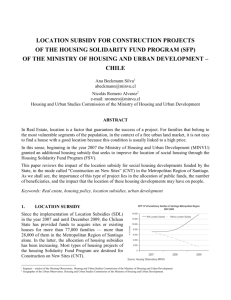 Location Subsidy for Construction Projects of the Housing