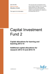 Capital Investment Fund 2 Capital allocations for learning