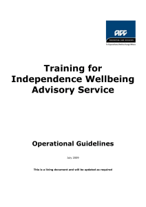 Training for Independence Wellbeing Advisory Service