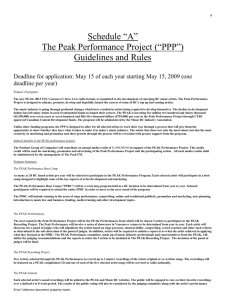 1 Schedule “A” The Peak Performance Project (“PPP”) Guidelines