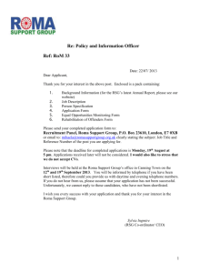 Re: Policy and Information Officer Ref: RoM 33 Date: 22/07/ 2013