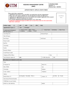 Appointment Application Form - RMC