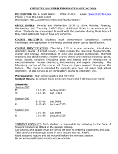 Chemistry 110 Course Information (fall 2009)