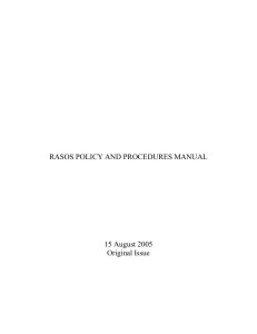 RASOS POLICIES AND PROCEDURES MANUAL Jan 2007