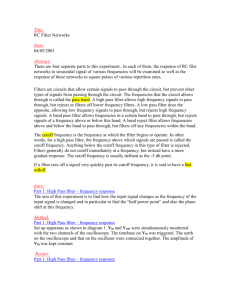 Part 2: Low Pass filter – frequency response