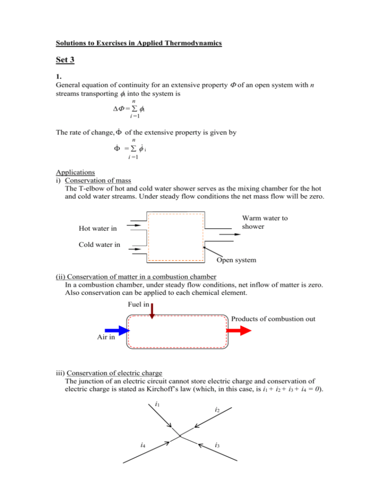 Exercises In Applied Thermodynamics First Year Set 3