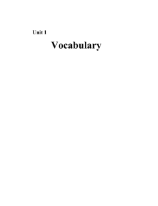 Vocabulary and Grammar 1