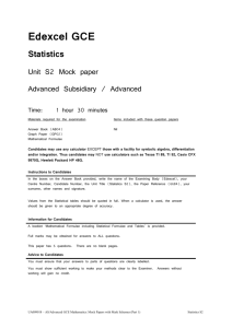 S2 “mock” paper published by Edexcel