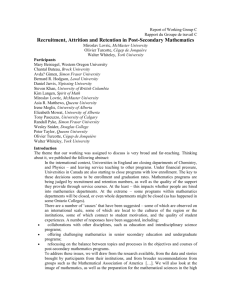 Working Group Report - Department of Mathematics and Statistics