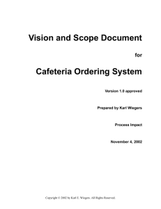 Vision and Scope for Cafeteria Ordering System