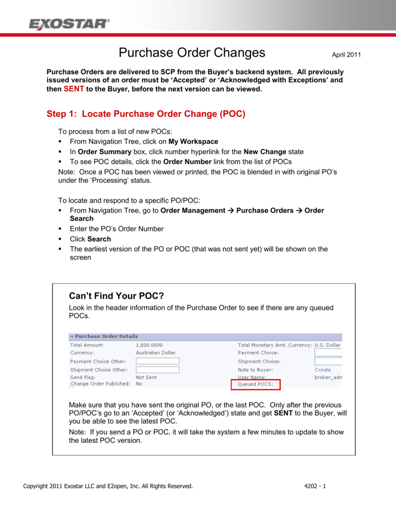 Purchase Order Changes