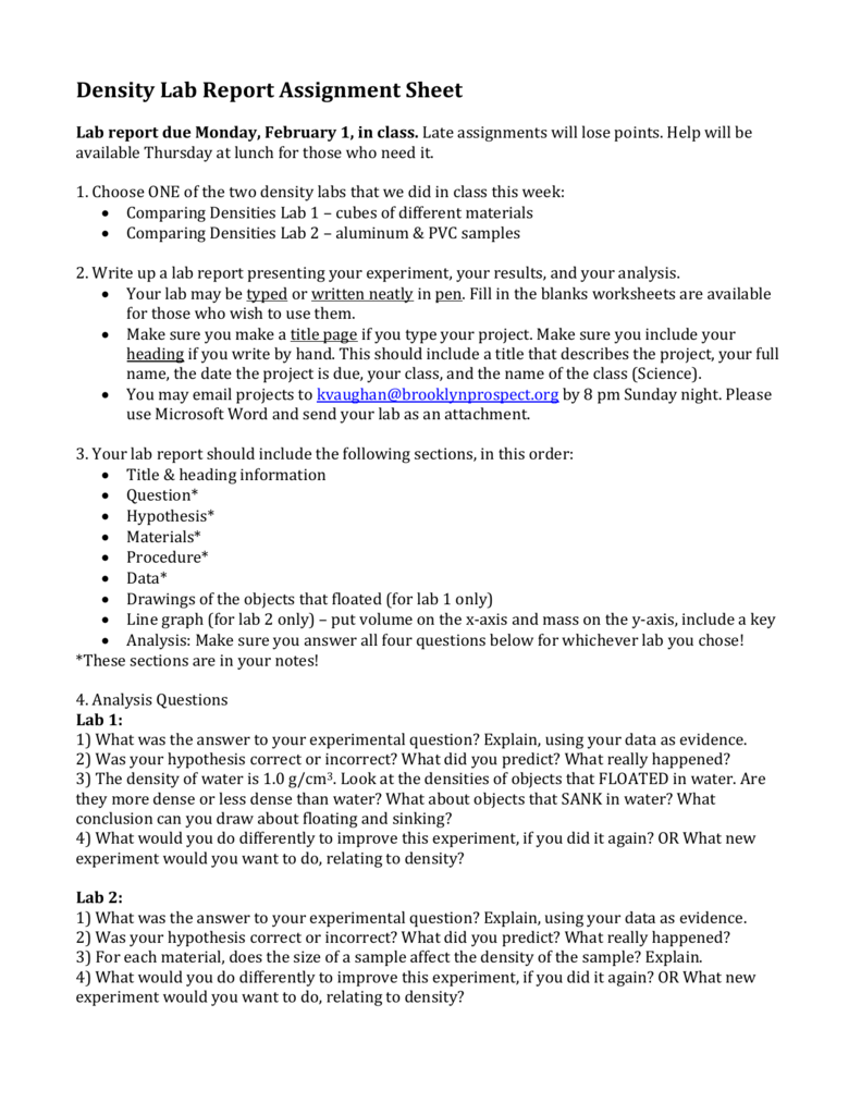 Buy lab report density