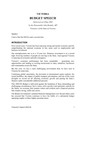 Treasurer's Speech (DOC 92kb) - Department of Treasury and Finance