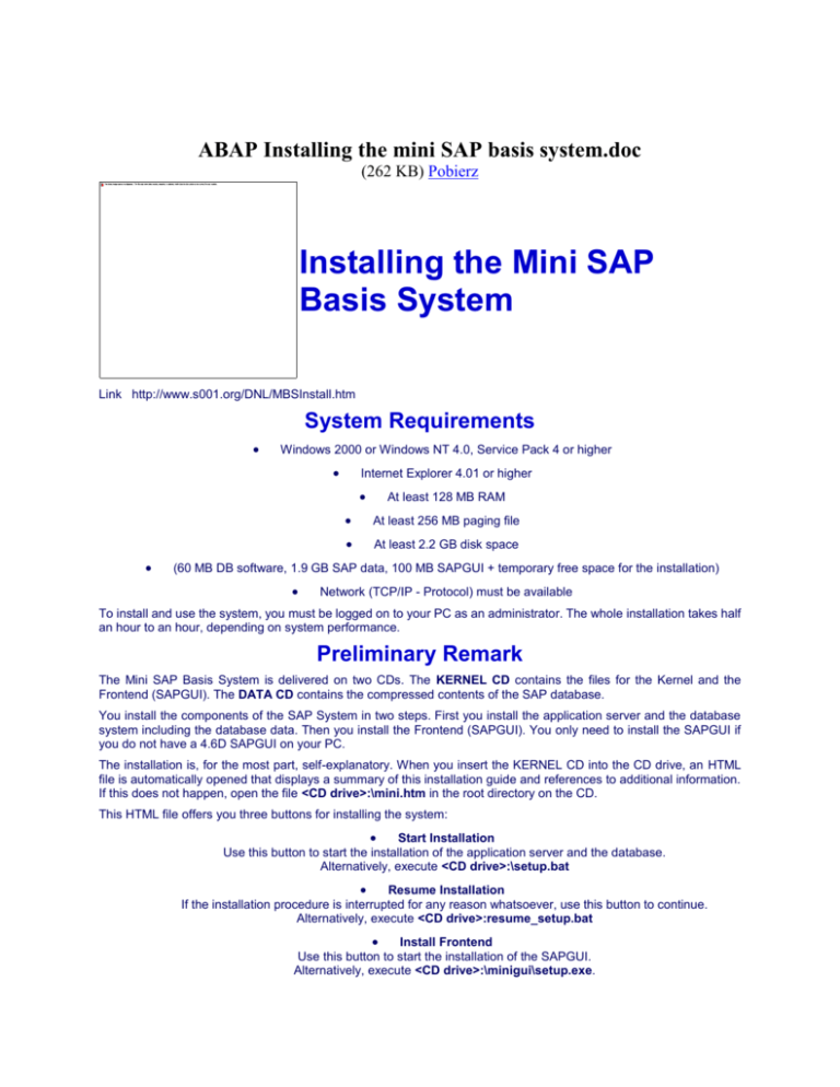 install mini sap basis