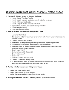 Readers Workshop Mini Lesson Topics - Readers' Workshop K-6