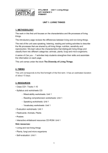 SYLLABUS Unit 1: Living things - University of Dayton Publishing