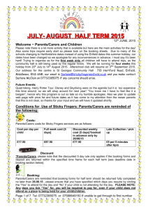 July - August Summer Holidays 2015
