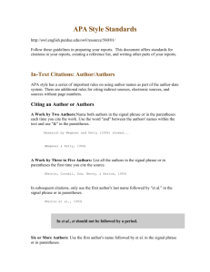 In-Text Citations: Author/Authors