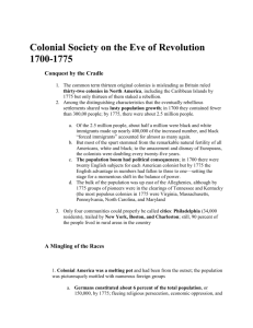 Colonial Society on the Eve of Revolution 1700