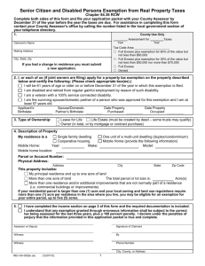 Senior/Disabled Persons Exemption Application
