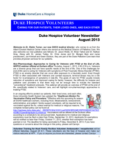 August 2013 - Duke HomeCare and Hospice