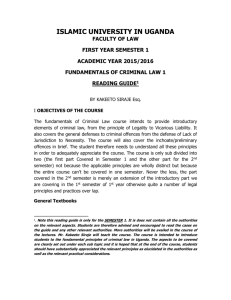 ISLAMIC UNIVERSITY IN UGANDA reading guide criminal law 1