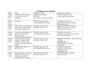 Cell Biology Class Schedule