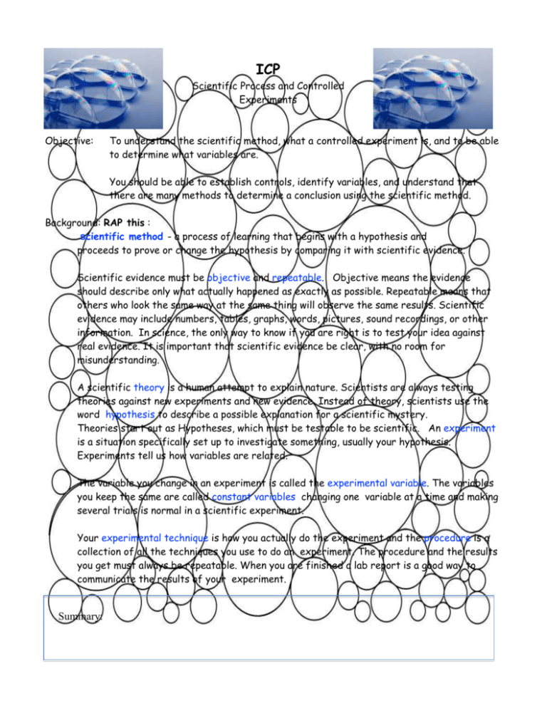 Review Sheet Scientific Method And Controlled Experiments Answer Key