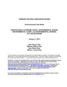 VERMONT NATURAL RESOURCES BOARD Environmental Case