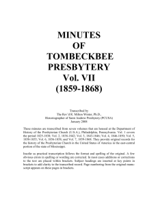 Tombeckbee_Records_VII - The Presbytery of St. Andrew