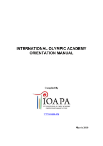 IOA Orientation Manual - International Olympic Academy