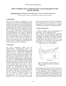 World Journal of Engineering Effect of sulfamic acid as complexing