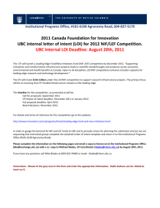 2008 CFI Innovation Fund Competition NIF-LEF