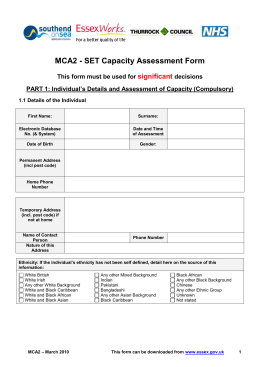 Mental capacity assessment form