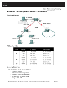 Activity 7.4.2: Challenge DHCP and NAT Configuration