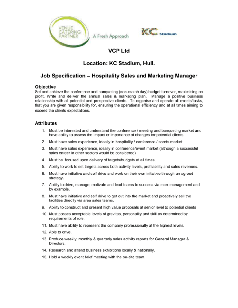 Job Specification Marketing Executive