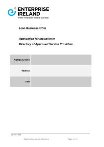 Lean Consultants Directory Application Form