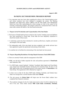 August 2001 Banking Sector Reform: Progress Report