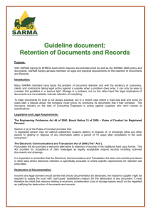 Retention of Documents & Records