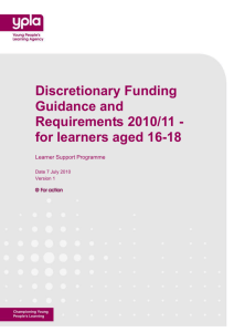 Discretionary Funding Guidance and Requirements