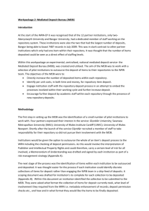 Workpackage 2: Mediated Deposit Bureau (MDB) Introduction At the